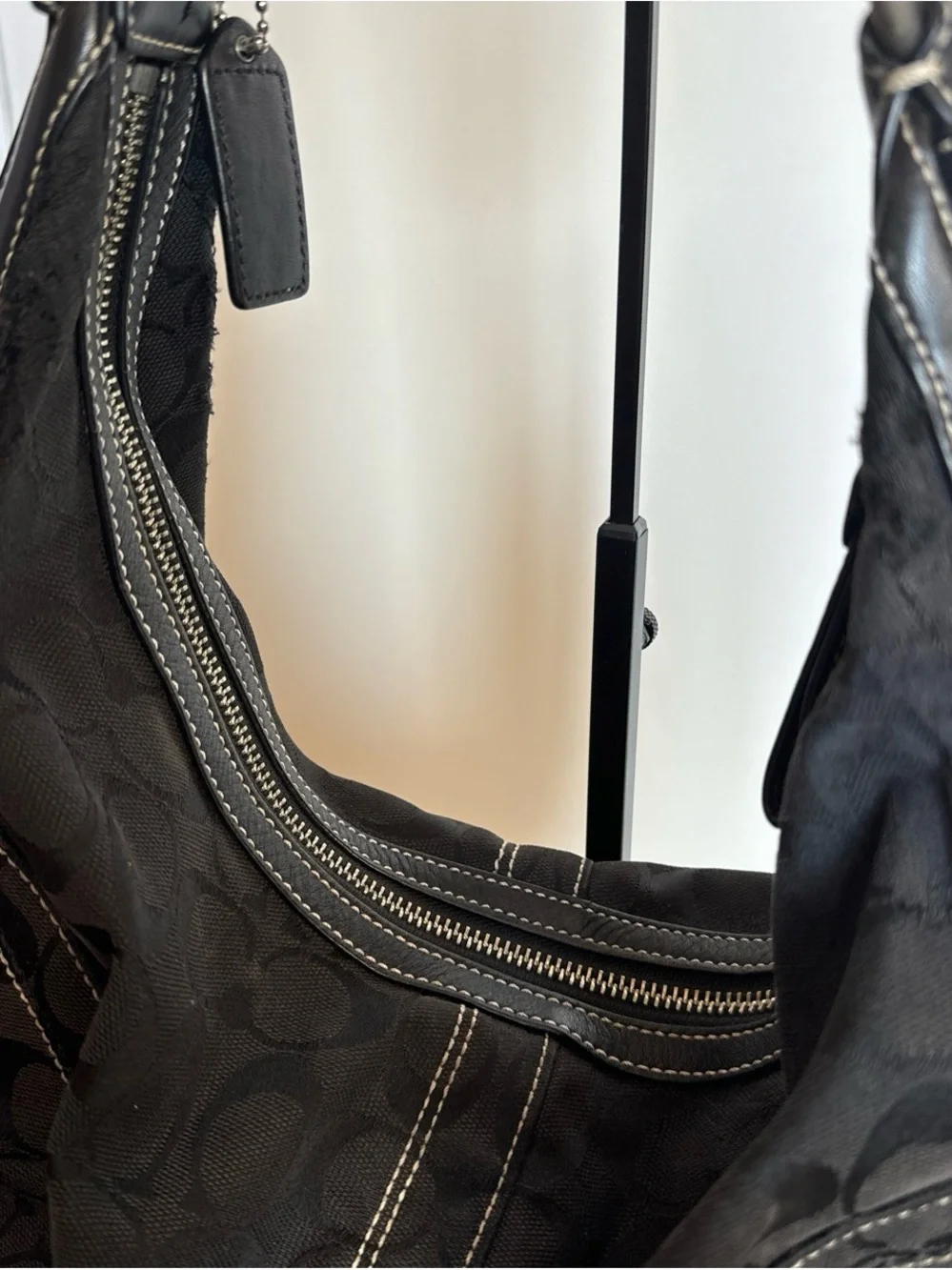 Coach Black Signature Hobo Shoulder Bag